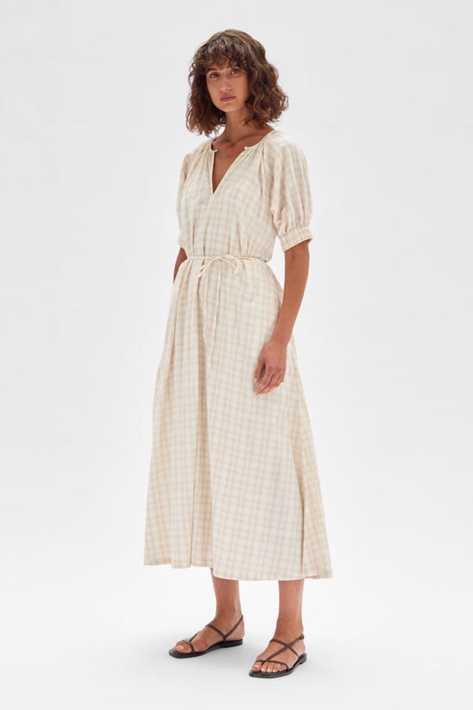 Assembly Dillan Maxi Dress Stone Check