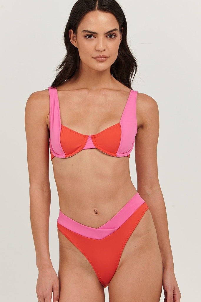 Charlie Holiday Amanda High Waisted Brief Red Pink