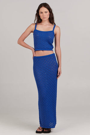 Charlie Holiday Emma Pointelle Midi Skirt Cobalt Blue