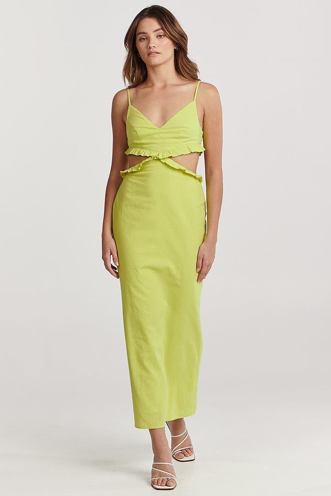 Charlie Holiday Peyton Midi Dress Lime