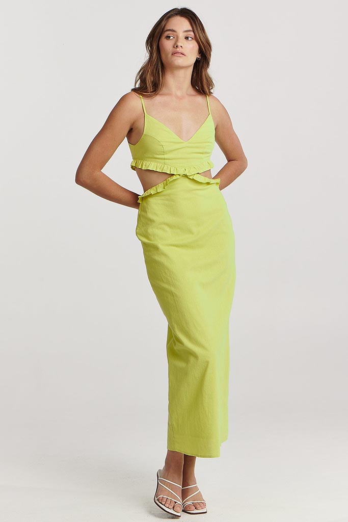 Charlie Holiday Peyton Midi Dress Lime