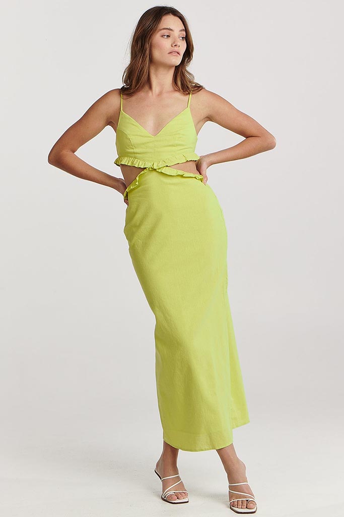 Charlie Holiday Peyton Midi Dress Lime