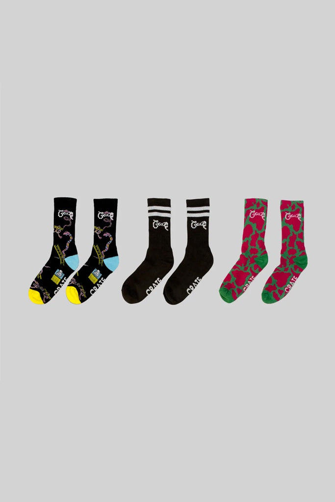 Crate Snakes &amp; Ladders Sock 3 Pack Multi