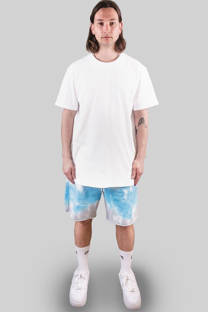 Crate Tie Dye Sweat Shorts White Grey Blue