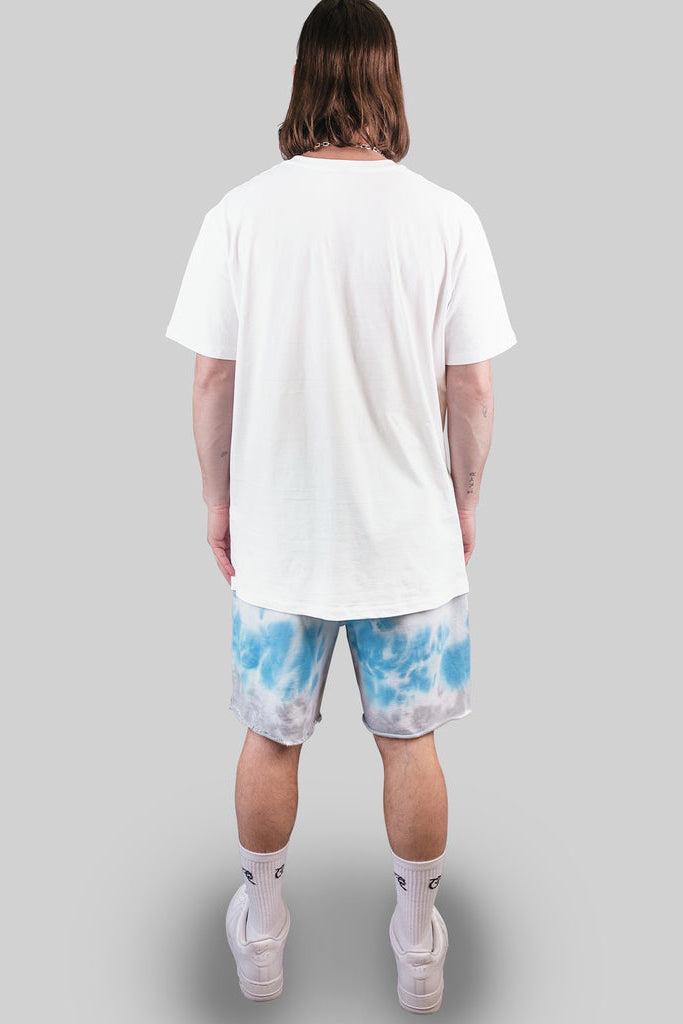 Crate Tie Dye Sweat Shorts White Grey Blue