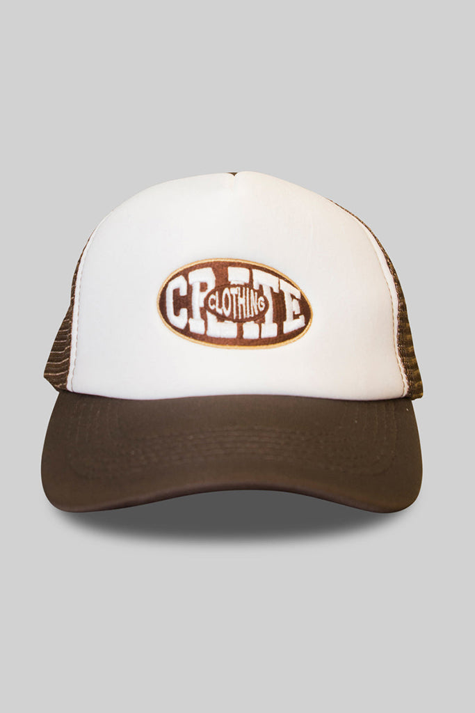 Crate Unisex Oval Varsity Trucker Caps Brown