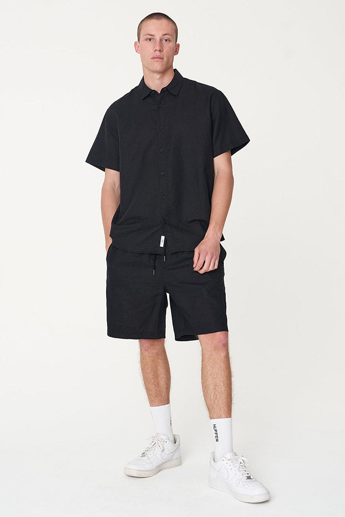 Huffer Mens Lin-In SS Shirt Black