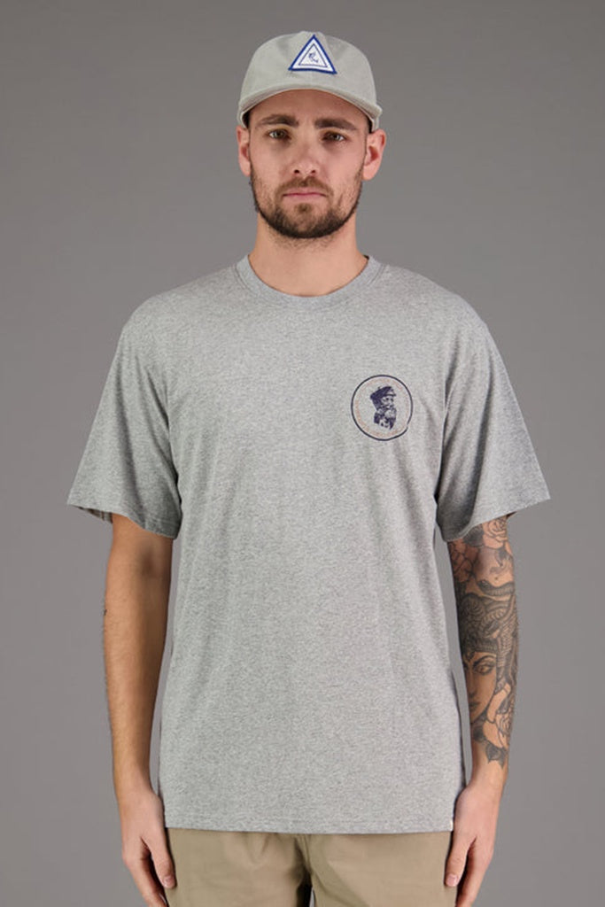 Just Another Fisherman Old Sea Dog Tee Grey Marle/Navy/Orange