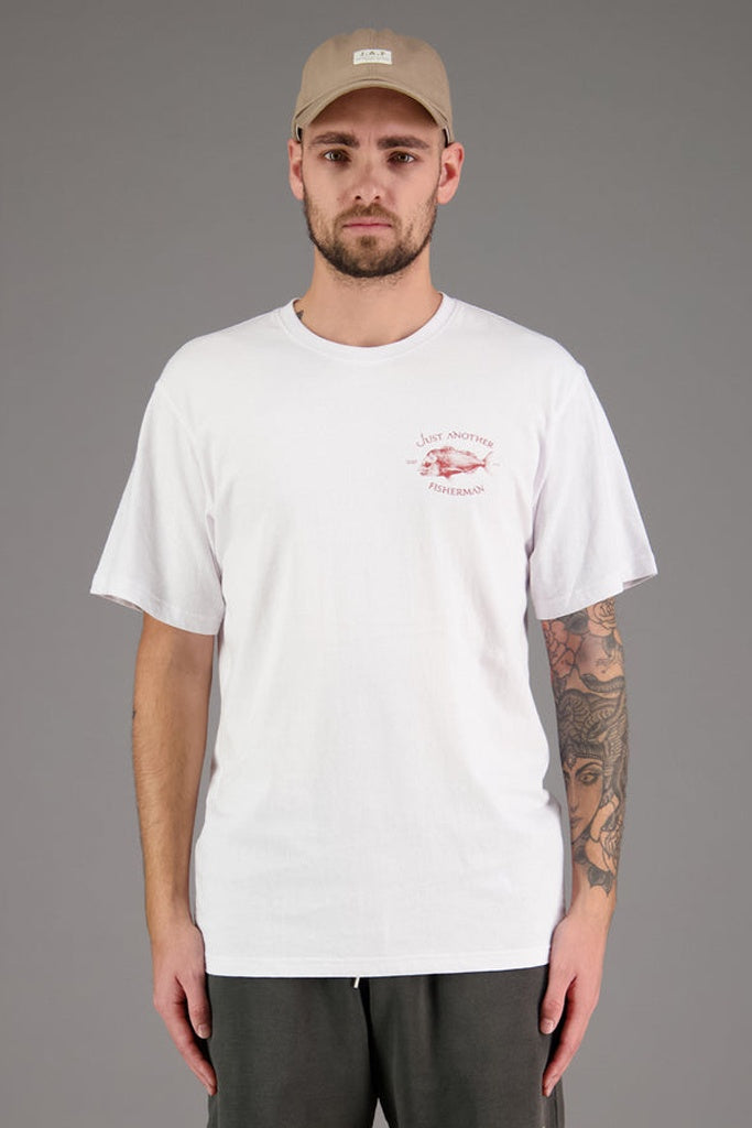 Just Another Fisherman Snapper Logo Tee - White - Red