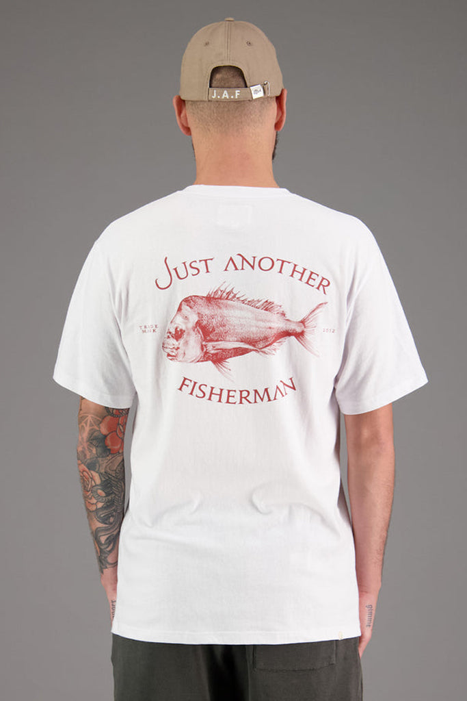 Just Another Fisherman Snapper Logo Tee - White - Red