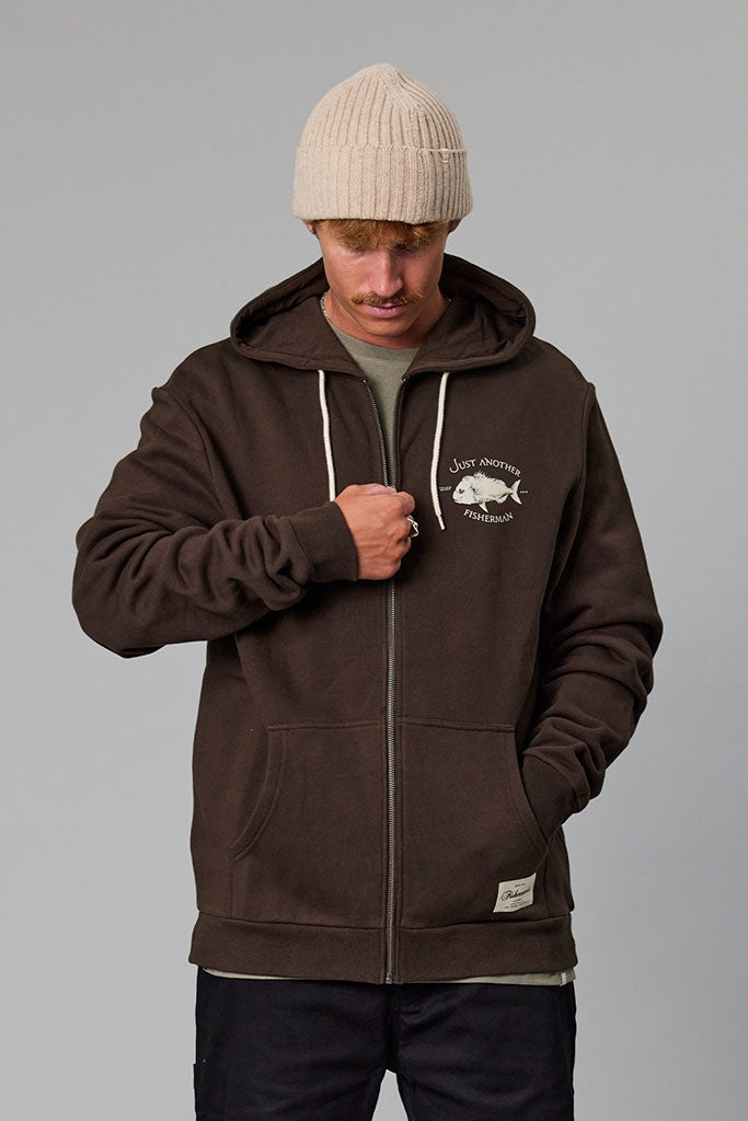 Just Another Fisherman Snapper Logo Zip Hood Bison