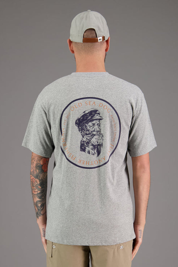 Just Another Fisherman Old Sea Dog Tee Grey Marle/Navy/Orange