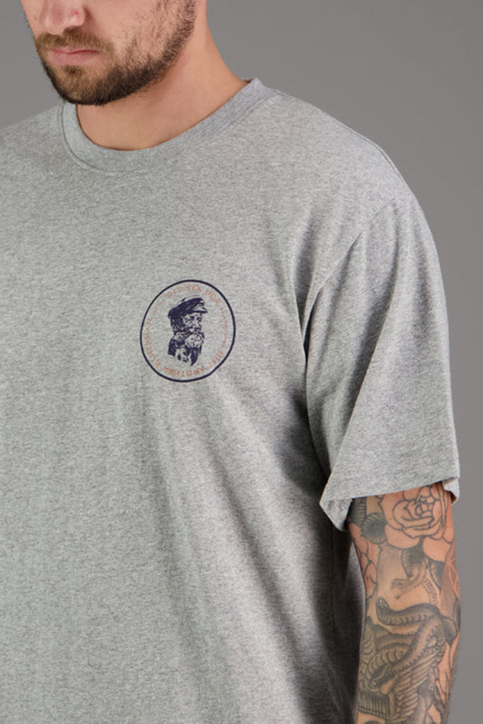 Just Another Fisherman Old Sea Dog Tee Grey Marle/Navy/Orange