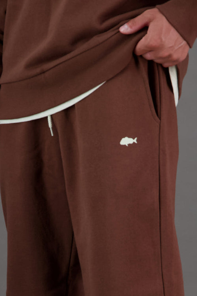 Just Another Fisherman Southerly Stamp Trackpants Brown With Vanilla Ice Print