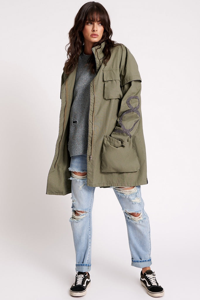 One Teaspoon Cargo Throwover Jacket Khaki