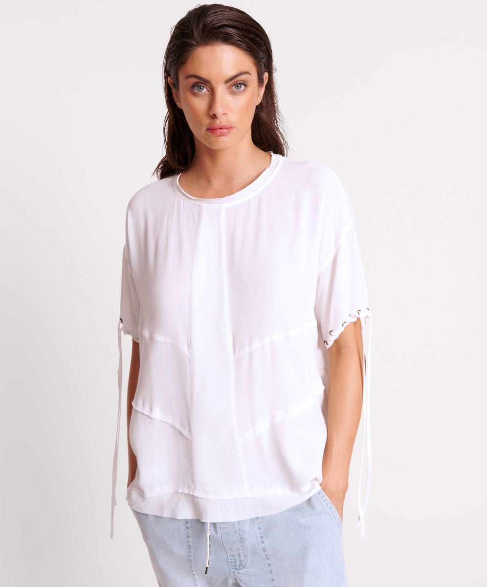 One Teaspoon White Laced Charleston Panel Tee Ivory