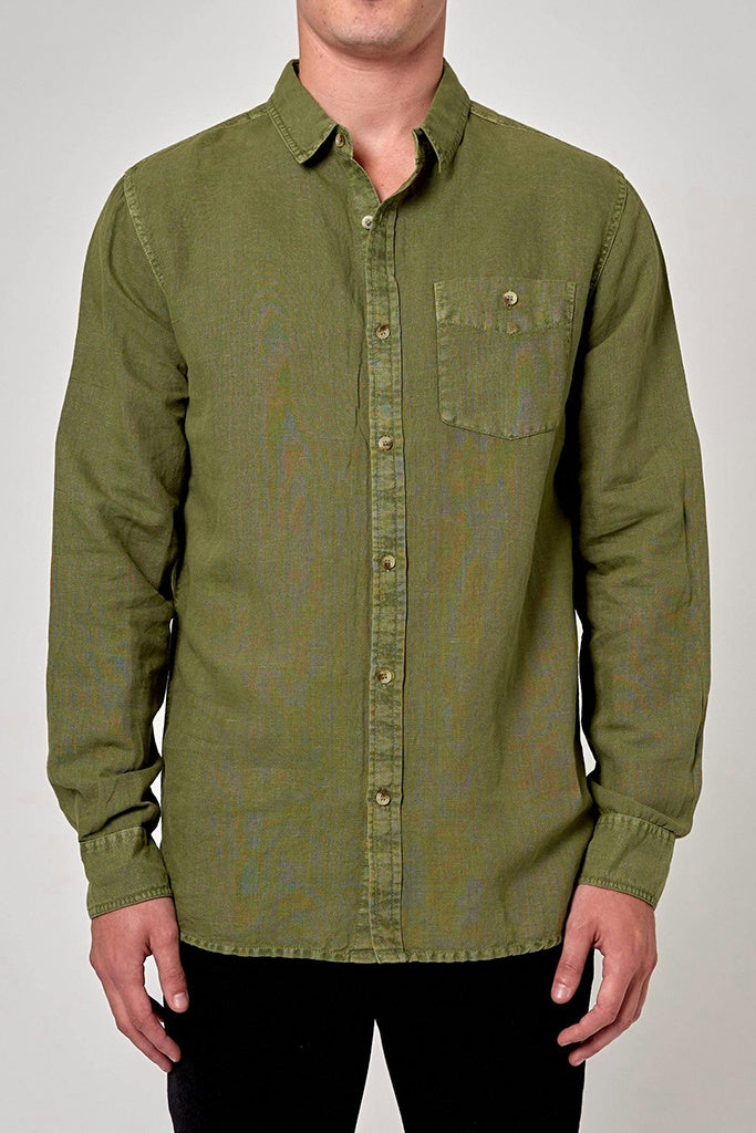 Rollas Men At Work L/S Hemp Shirt Olive