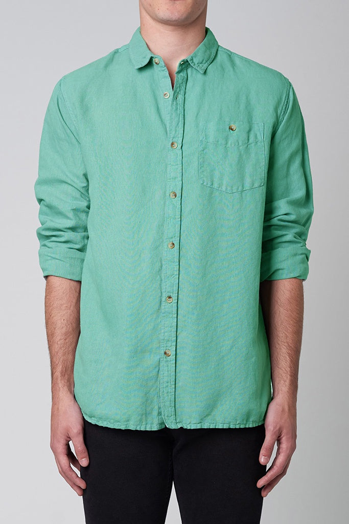 Rollas Men At Work L/S Hemp Shirt Sea Foam