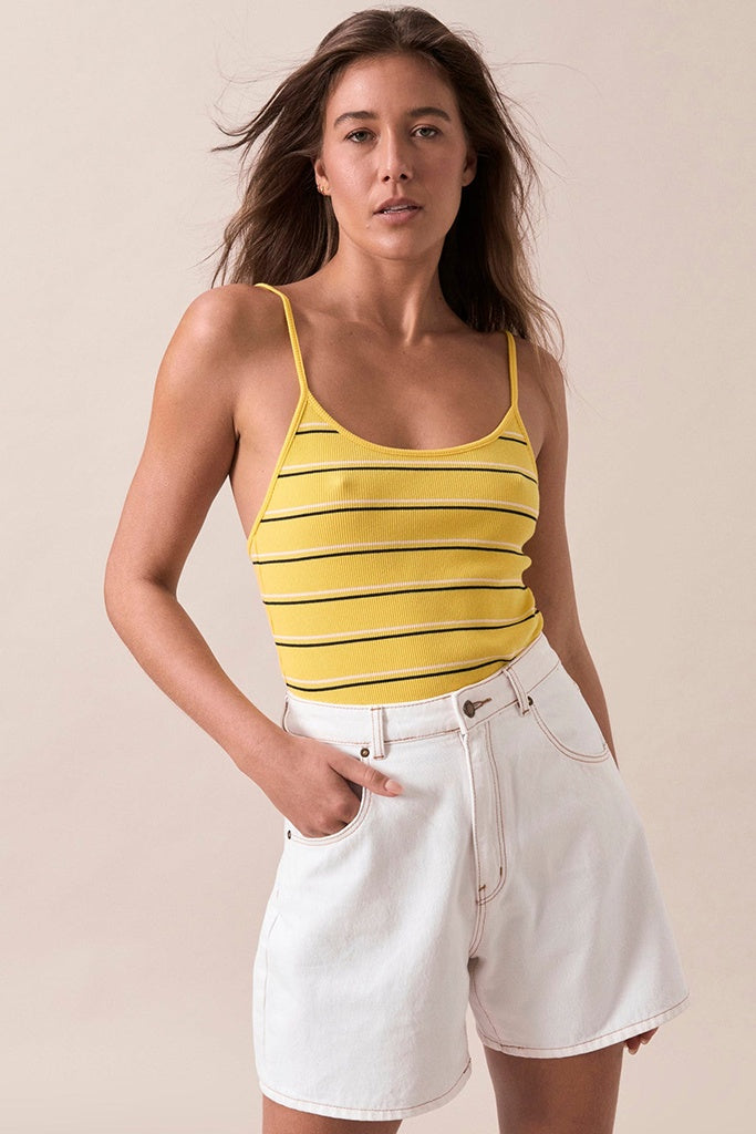 Rollas Sun Stripe Ballet Rib Camisole Yellow