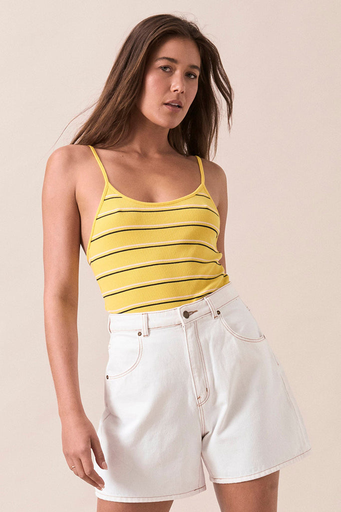 Rollas Sun Stripe Ballet Rib Camisole Yellow