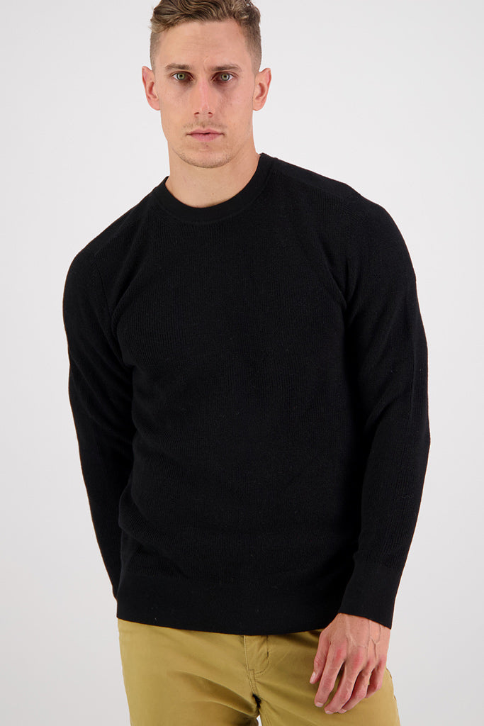 Swanndri Otahu River Crew Neck Merino Black