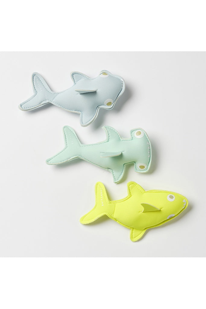 SunnyLife Salty The Shark Dive Buddies Aqua Neon Yellow Set of 3