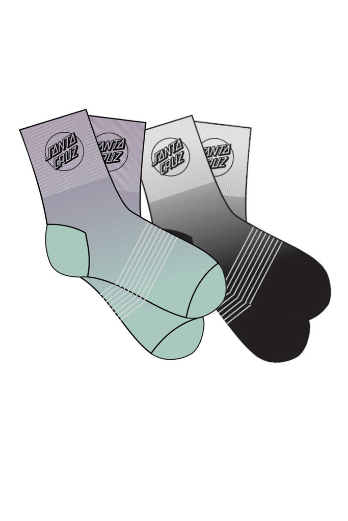 Santa Cruz Womens 2 Pack Quarter Crew Socks Multi