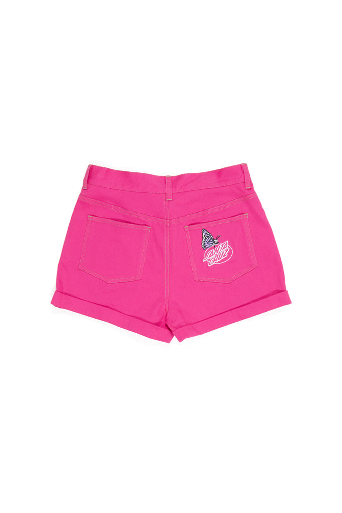 Santa Cruz Girls Mushroom Monarch Dot Pink Denim Short