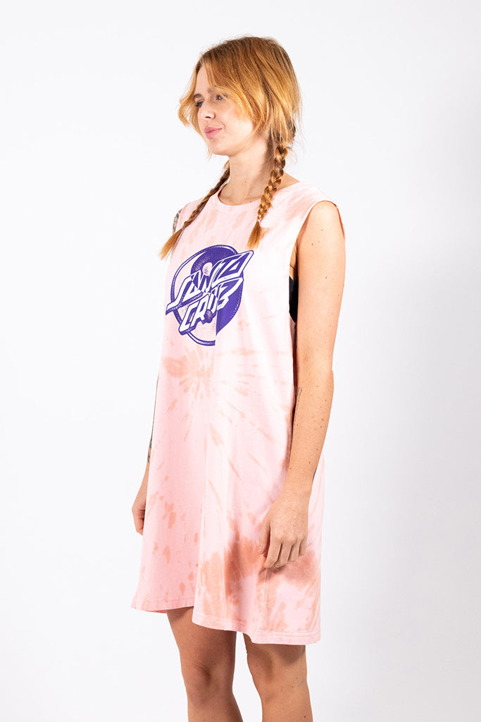 Santa Cruz Yin Yang Dot Rose Tie Dye Casual Dress