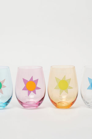 SunnyLife Stemless Glass Tumblers Utopia Multi Set of 4