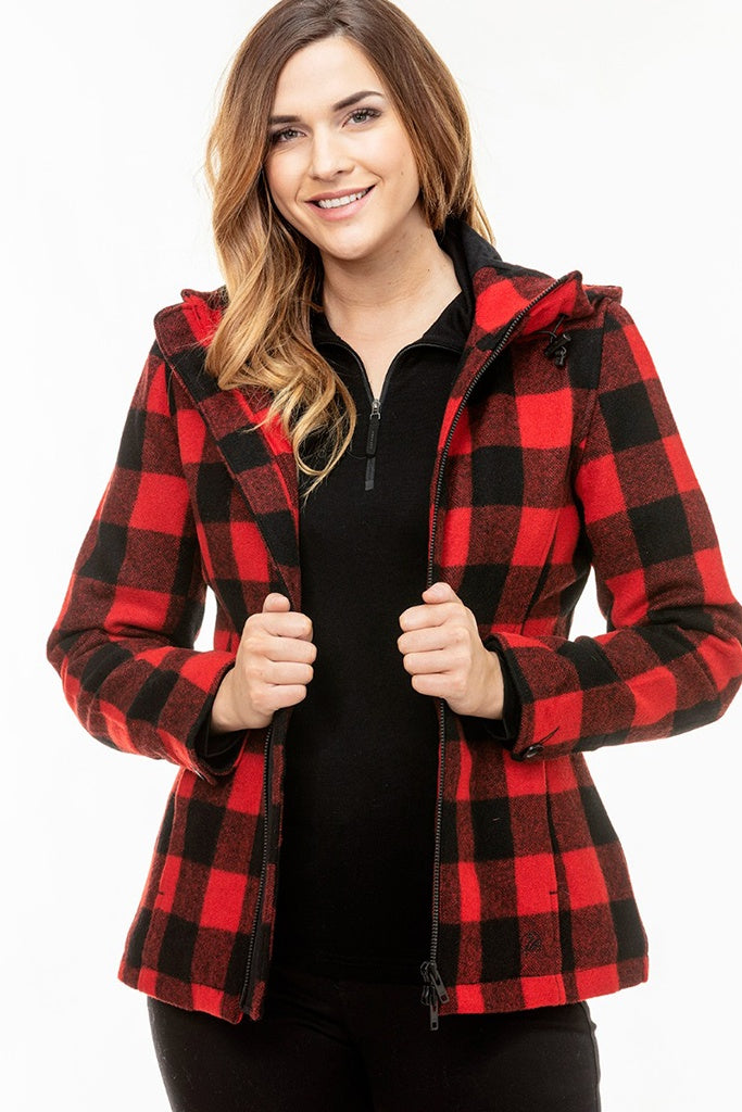 Swanndri Seattle Hoodie Red/Black Check