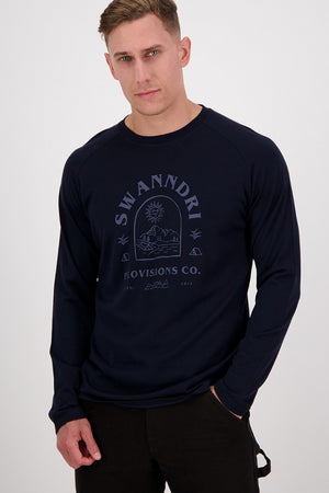 Swanndri Sutcliff L/S Print Merino - Navy/Grey