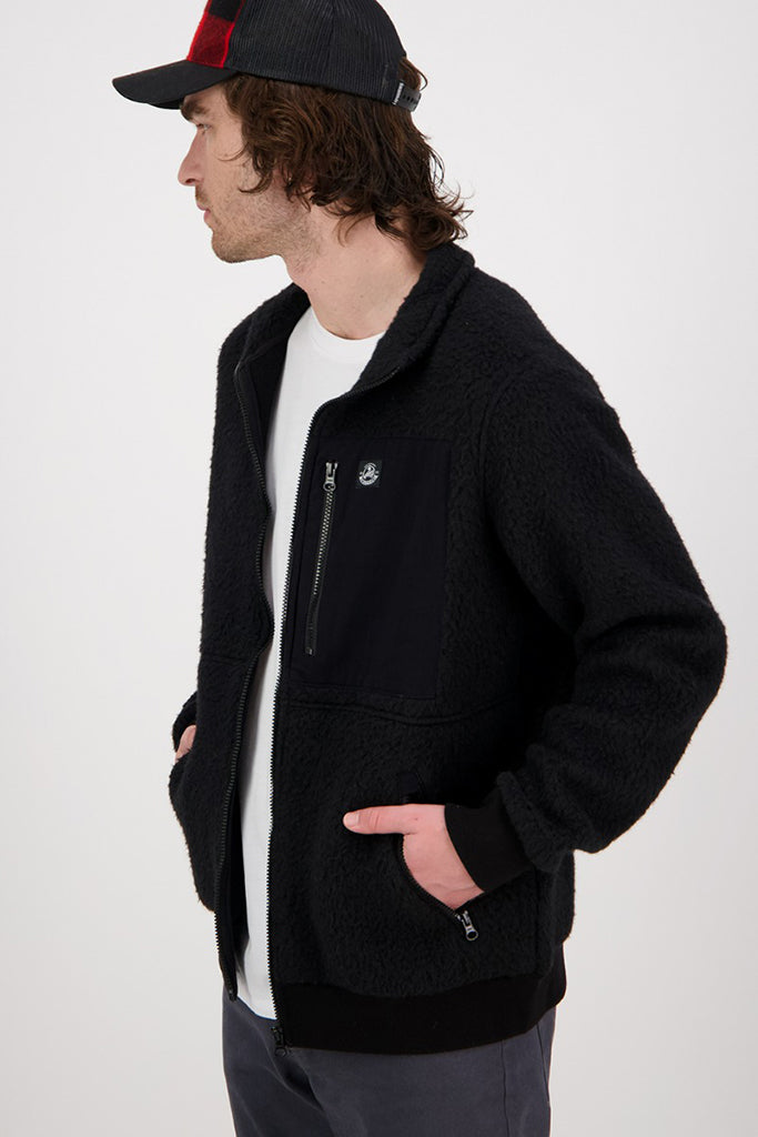 Swanndri Churchill Wool Fleece Jacket - Black