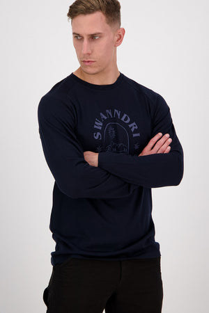 Swanndri Sutcliff L/S Print Merino - Navy/Grey