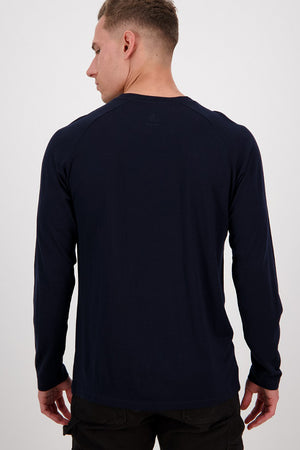 Swanndri Sutcliff L/S Print Merino - Navy/Grey