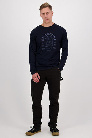 Swanndri Sutcliff L/S Print Merino - Navy/Grey