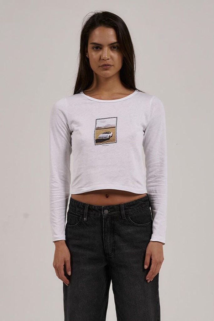 Thrills Field Of Speed Mini Long Sleeve Tee White