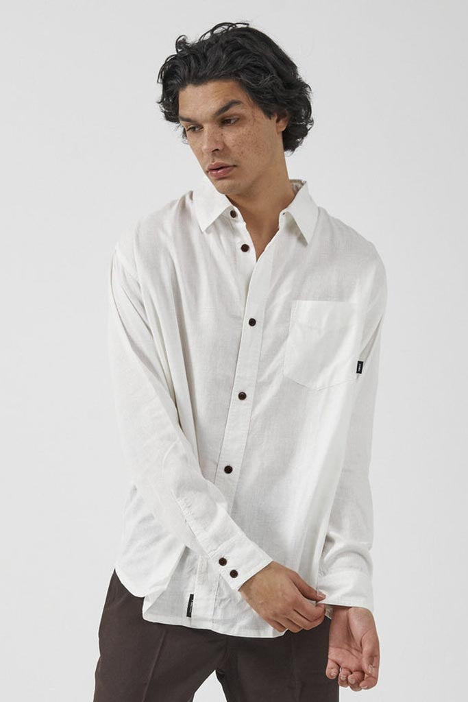 Thrills Hemp Minimal Thrills Oversize Long Sleeve Shirt Dirty White