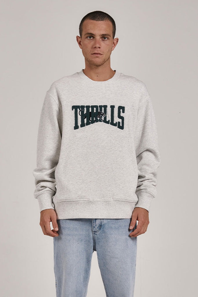 Thrills Sneak Attack Oversize Crew Fleece White Marle