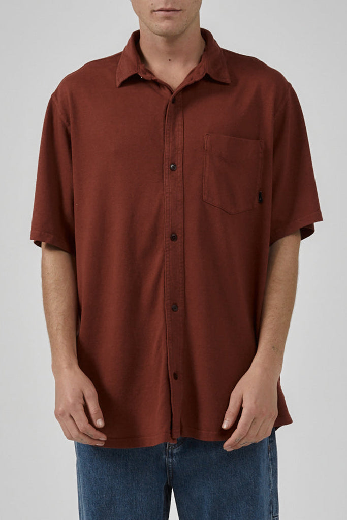 Thrills Hemp Thrills Oversized Short Sleeve Shirt - Burnt Henna