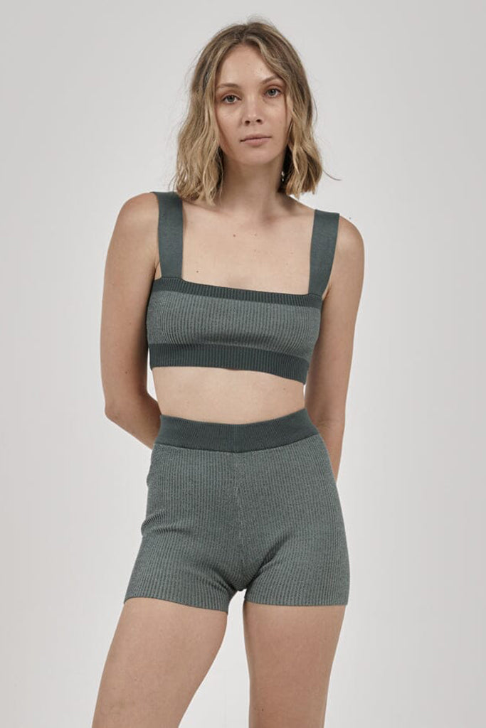 Thrills Love Me Not Knit Crop - Mallard Green