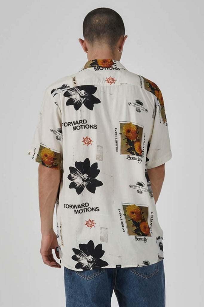 Thrills Spirituality Enlightenment Guaranteed Bowling Shirt - Stone